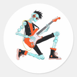 Gitarist Robot Ronde Sticker