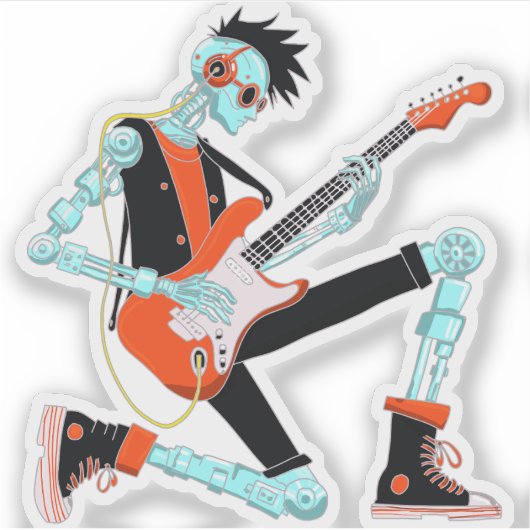 Gitarist Robot Sticker (Voorkant)