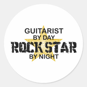 Gitarist Rock Star by Night Ronde Sticker