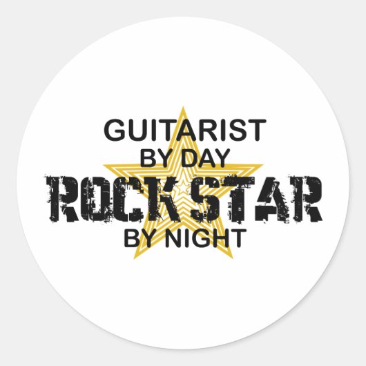 Gitarist Rock Star by Night Ronde Sticker (Voorkant)