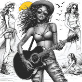 Gitarist Rock Star Meisje w T-shirt