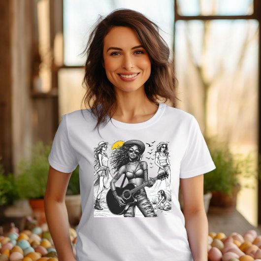 Gitarist Rock Star Meisje w T-shirt