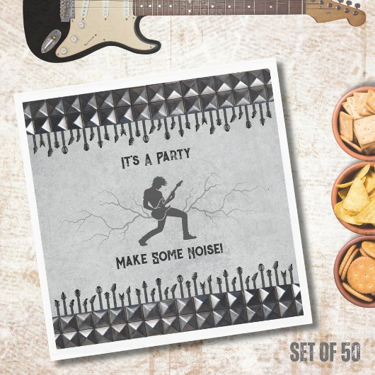 Gitarist Silver Edgy Rock and Roll Party Napkins Servet
