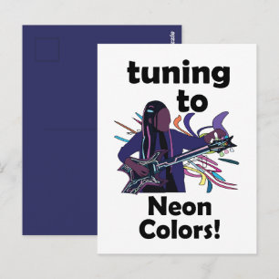 Gitarist Stemming op Neon Kleuren Verjaardag Briefkaart