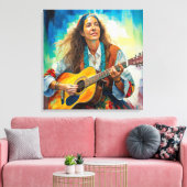 Gitarist Stretched Canvas Print (Insitu (Woonkamer))