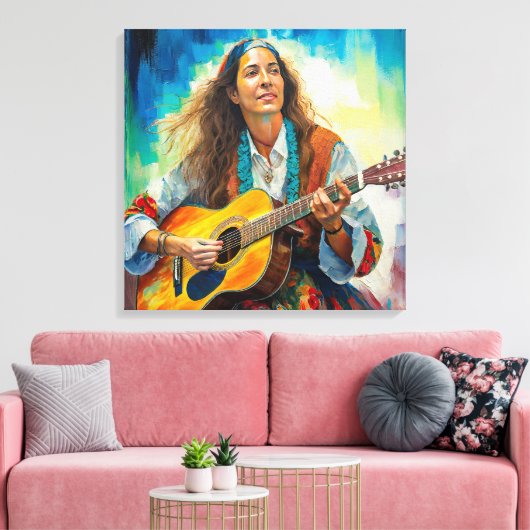 Gitarist Stretched Canvas Print (Insitu (Woonkamer))