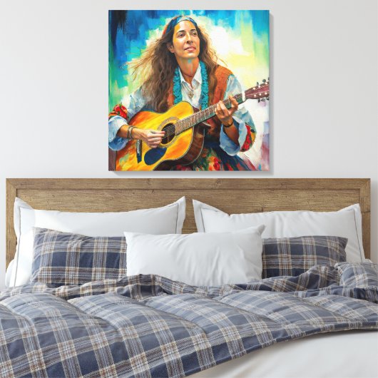 Gitarist Stretched Canvas Print (Insitu (Slaapkamer))