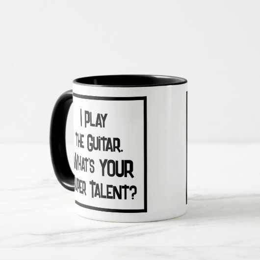 Gitarist Super Talent. Two Tone gitaar speler Mok (Voorkant links)