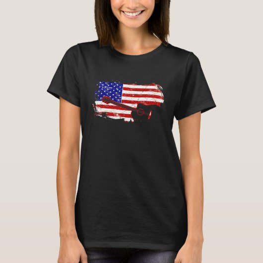  gitarist US American Flag 26 T-shirt (Voorkant)