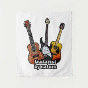 Gitarist van nature. kleurrijke gitaren wandkleed