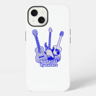 Gitarist van nature. retro blauwe gitaren iPhone 13 hoesje