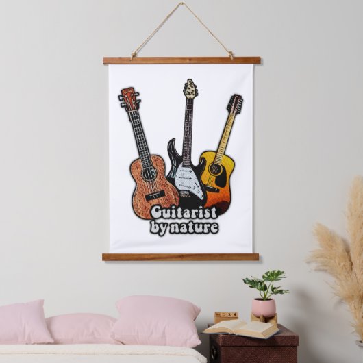 gitarist van natuur, kleurrijke gitaren hangend wandkleed (Slaapkamer)