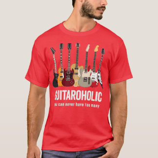 Gitaroholic: verschillende gitaren in perfecte har t-shirt