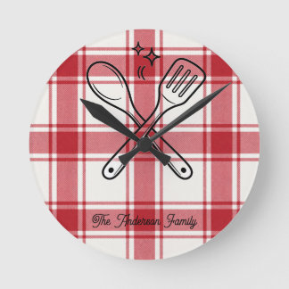 Gitaroos rood & wit cadeau met eigen naam ronde klok