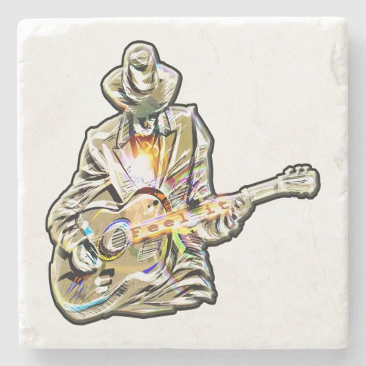 Gitarren Blues Mann - Feel it  Stenen Onderzetter (Voorkant)