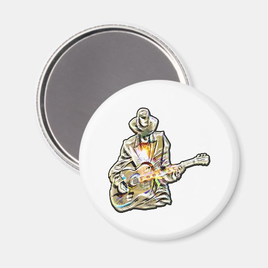 Gitarren Blues Mann - Voel het Button Magneet (Voorkant / Achterkant)