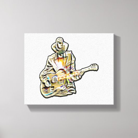 Gitarren Blues Mann - Voel het je voor Canvas Afdruk (Voorkant)