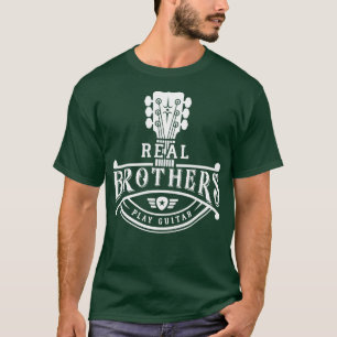 GItarrist Musician Real Brothers Play Guitar Neck T-shirt