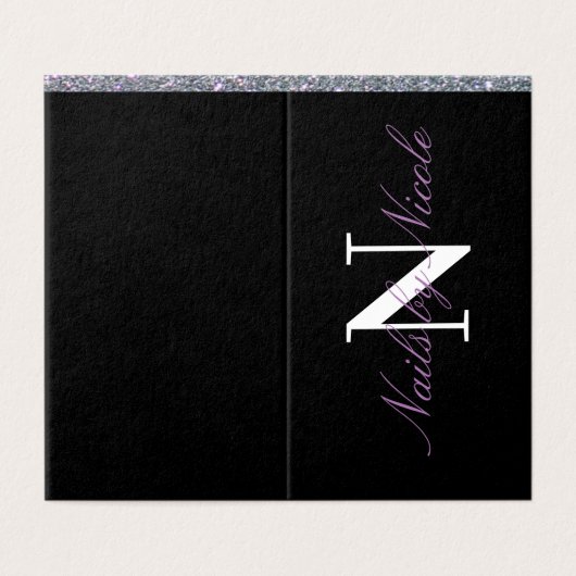 Gitter Contrast Monogram Nail/Beauty Loyalty Visitekaartje (Buitenkant ongevouwen)