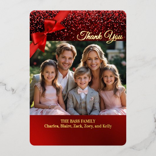 Gitter Wonderland Folie Kerstfoto Dank u Folie Feestdagenkaart (Voorkant)