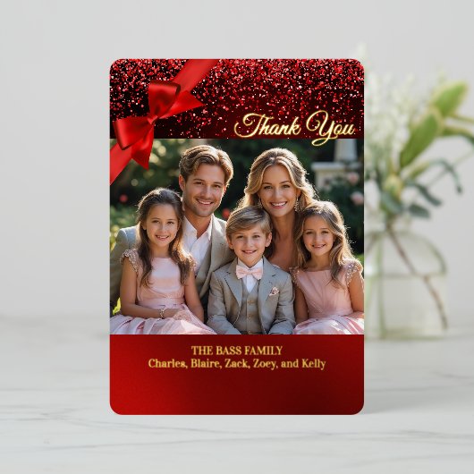 Gitter Wonderland Folie Kerstfoto Dank u Folie Feestdagenkaart (Staand Voorkant)