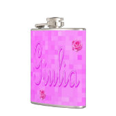 Giulia Name Logo op roze, Heupfles (Links)