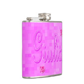Giulia Name Logo op roze, Heupfles (Rechts)