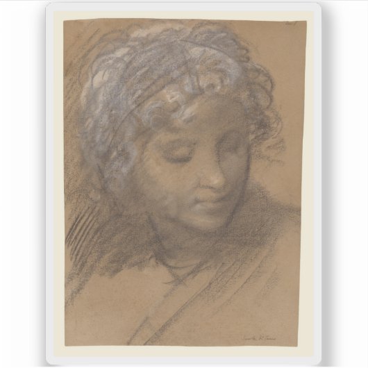 Giulio Cesare Procaccini - Hoofd van een Vrouw fig Sticker (Voorkant)