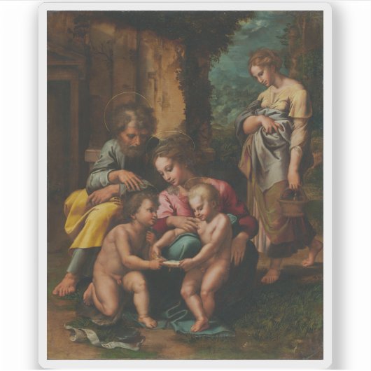 Giulio Romano (Giulio Pippi) - De Heilige Familie Sticker (Voorkant)