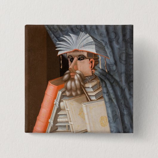 Giuseppe Arcimboldo - De Bibliothecaris Vierkante Button 5,1 Cm (Voorkant)