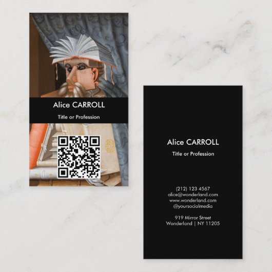 Giuseppe Arcimboldo - De Librarian - QR Code Visitekaartje (Voorkant / Achterkant)