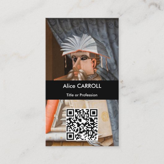 Giuseppe Arcimboldo - De Librarian - QR Code Visitekaartje (Voorkant)