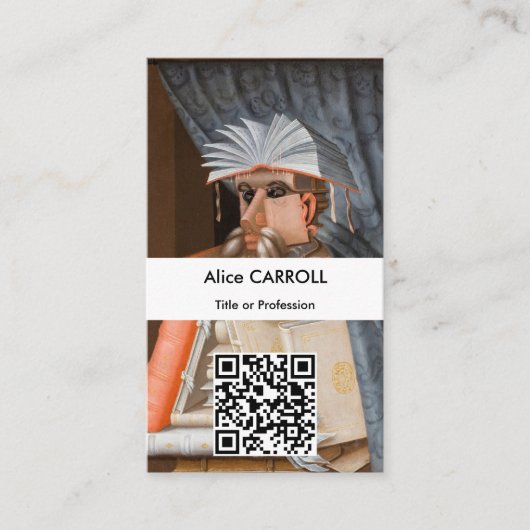 Giuseppe Arcimboldo - De Librarian - QR Code Visitekaartje (Voorkant)