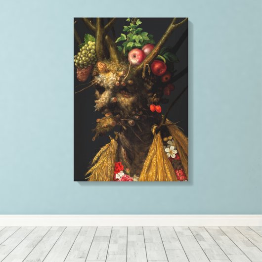 Giuseppe Arcimboldo - Vier seizoenen in één hoofd Canvas Afdruk (Insitu (Houten vloer))