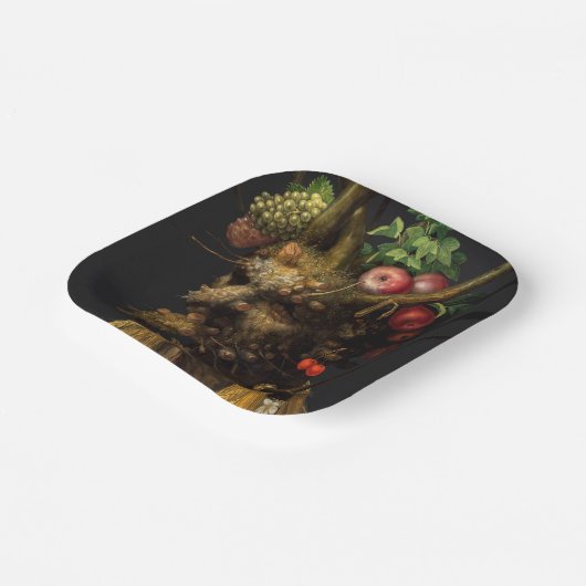 Giuseppe Arcimboldo - Vier seizoenen in één hoofd Papieren Bordje (Gebogen)