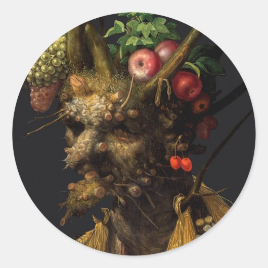 Giuseppe Arcimboldo - Vier Seizoenen in één hoofd Ronde Sticker (Voorkant)
