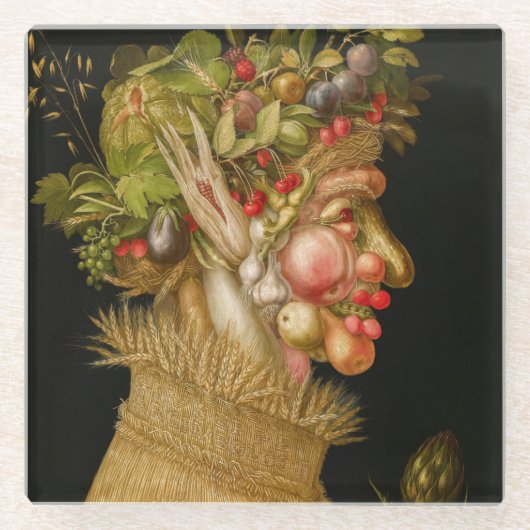 Giuseppe Arcimboldo - zomer Glazen Onderzetter (Voorkant)