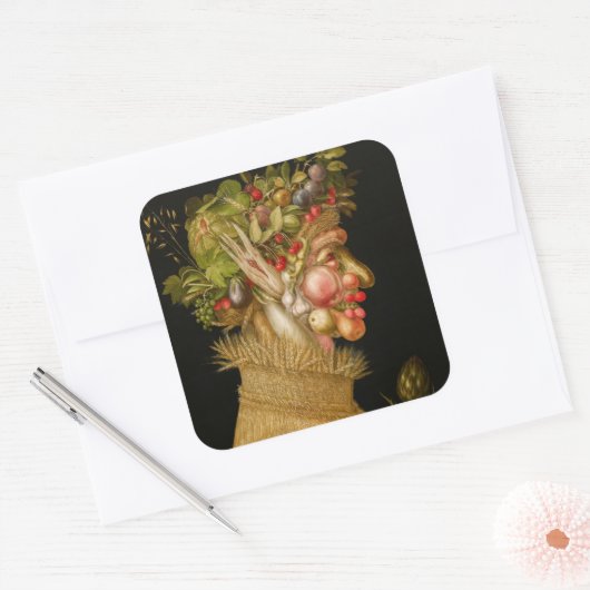 Giuseppe Arcimboldo - zomer Vierkante Sticker (Envelop)