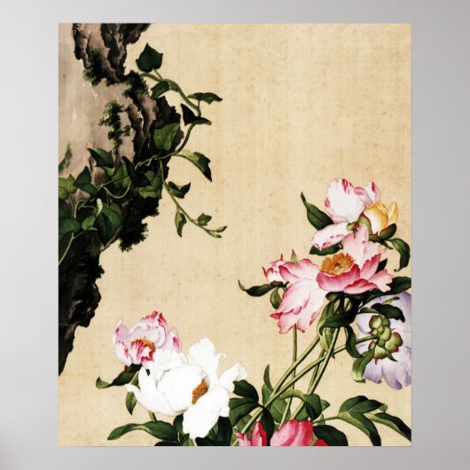 Giuseppe Castiglione - Paeony Fine Art Poster (Voorkant)