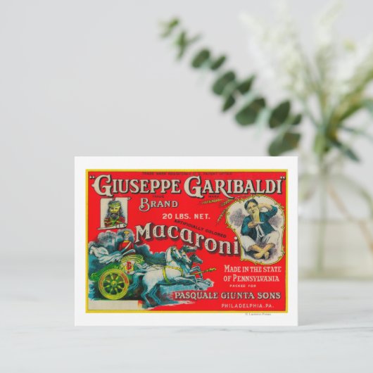 Giuseppe Garibaldi Macaroni Label Briefkaart (Staand voorkant)