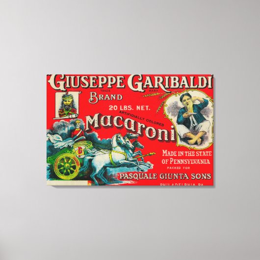 Giuseppe Garibaldi Macaroni Label Canvas Afdruk (Voorkant)