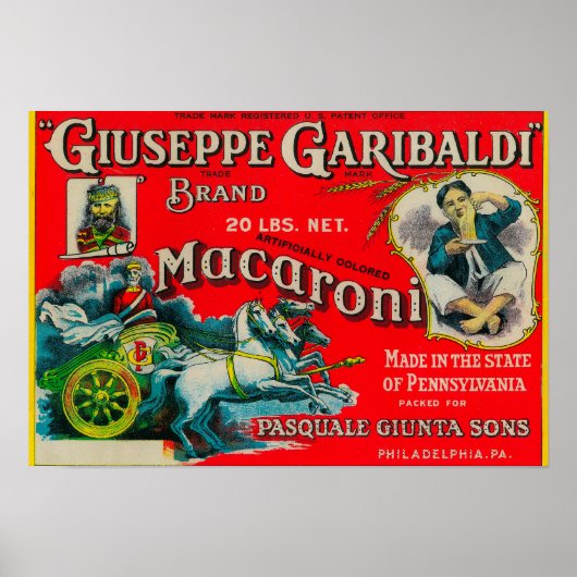 Giuseppe Garibaldi Macaroni Label Poster (Voorkant)