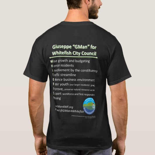 Giuseppe "GMan" voor de gemeenteraad T-Shirt (Achterkant)