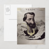 Giuseppe Verdi , karikatuur, 1860's Briefkaart (Voorkant / Achterkant)