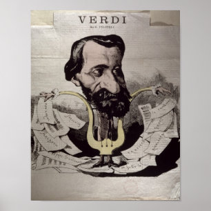 Giuseppe Verdi , karikatuur, 1860's Poster