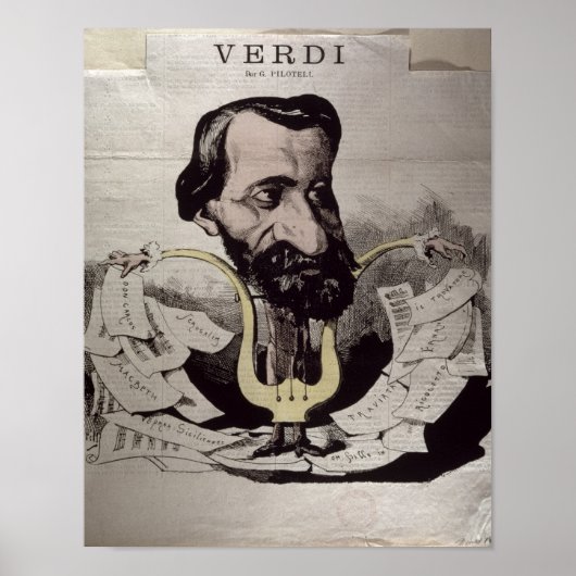 Giuseppe Verdi , karikatuur, 1860's Poster (Voorkant)