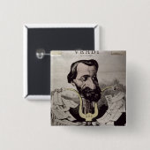 Giuseppe Verdi , karikatuur, 1860's Vierkante Button 5,1 Cm (Voorkant /achterkant)