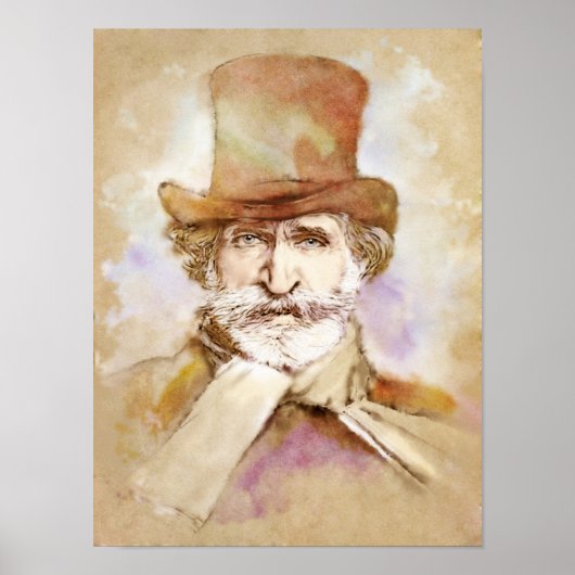 Giuseppe Verdi Portrait im Aquarell Style Poster (Voorkant)