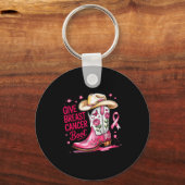 Give Breast Cancer The Boot Breast Cancer Nk Ribbo Sleutelhanger (Voorkant)