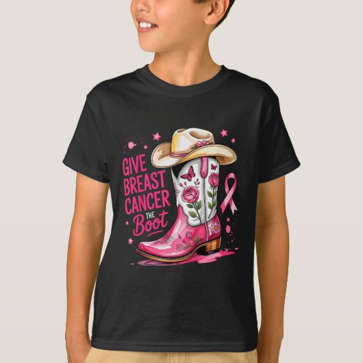 Give Breast Cancer The Boot Breast Cancer Nk Ribbo T-shirt (Voorkant)